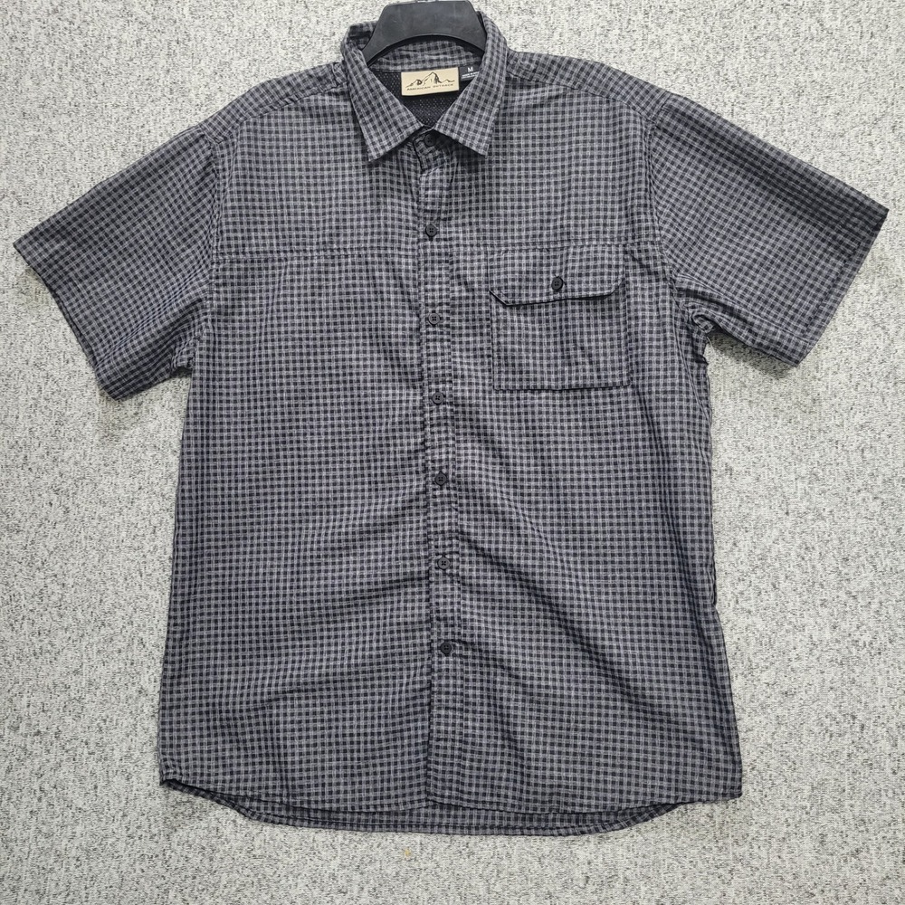 American Outback Mens Medium Grey Plaid Short Sleeve Ventilated Outdoor Shirt